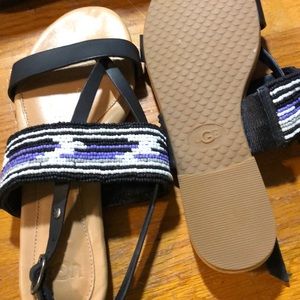 Uggs Native American blanket beaded sandals